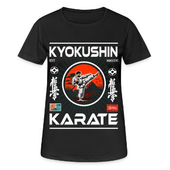 Kyokushin Karate Design für echte Karateka - Frauen T-Shirt atmungsaktiv - Schwarz - Vorne - AI Model Female 172 light (172cm)