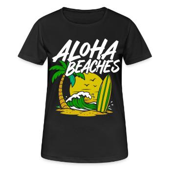 Aloha Beaches Surf Retro | Cadeau Humour Été - T-shirt respirant Femme - noir - Devant - AI Model Female 172 light (172cm)