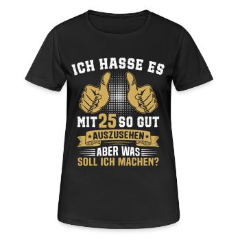 25. Geburtstag Mann Frau 25 Jahre - Frauen T-Shirt atmungsaktiv - Schwarz - Vorne - AI Model Female 172 light (172cm)