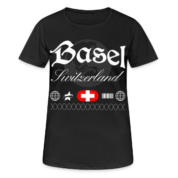 Basel Schweiz Streetwear Reise Souvenir - Frauen T-Shirt atmungsaktiv - Schwarz - Vorne - AI Model Female 172 light (172cm)