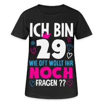 J’ai 29 ans et je me pose encore des questions - T-shirt respirant Femme - noir - Devant - AI Model Female 172 light (172cm)