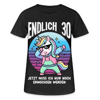 Endlich 30 Einhorn Geburtstag - Frauen T-Shirt atmungsaktiv - Schwarz - Vorne - AI Model Female 172 light (172cm)