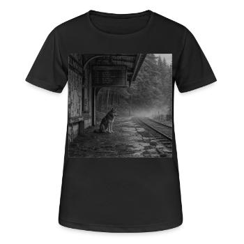 Loup Lieu Perdu Mystère Crime Animal Forêt Sombre - T-shirt respirant Femme - noir - Devant - AI Model Female 172 light (172cm)