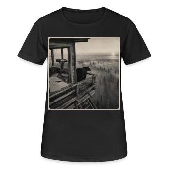Forêt de brouillard d’ours de la faune Crime animal vintage - T-shirt respirant Femme - noir - Devant - AI Model Female 172 light (172cm)