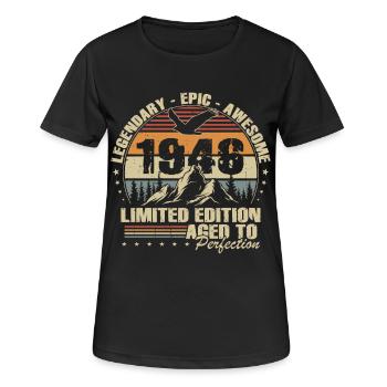 Cadeau pour le 80e anniversaire 1946 Vintage Retro - T-shirt respirant Femme - noir - Devant - AI Model Female 172 light (172cm)