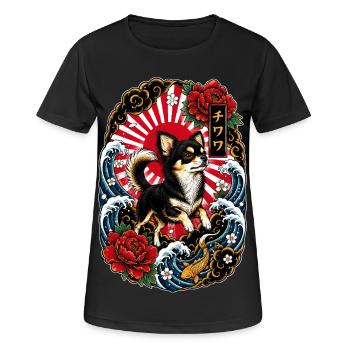 Chihuahua im japanischen Tattoo Style - Frauen T-Shirt atmungsaktiv - Schwarz - Vorne - AI Model Female 172 light (172cm)