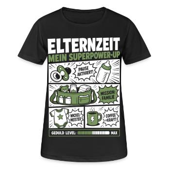 Elternzeit Mein Superpower-Up - Frauen T-Shirt atmungsaktiv - Schwarz - Vorne - AI Model Female 172 light (172cm)