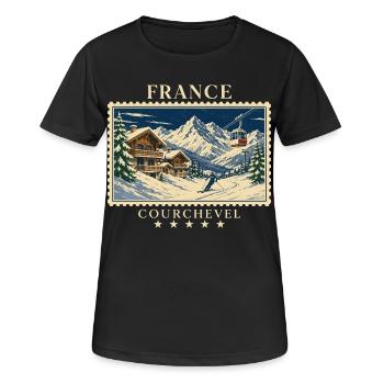 Frankreich Courchevel Vintage Reisemarke - Frauen T-Shirt atmungsaktiv - Schwarz - Vorne - AI Model Female 172 light (172cm)