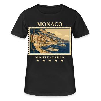 Monaco Monte-Carlo Vintage Reisemarke - Frauen T-Shirt atmungsaktiv - Schwarz - Vorne - AI Model Female 172 light (172cm)