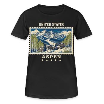 USA Aspen Vintage Travel Mark - Women's Breathable T-Shirt - black - Front - AI Model Female 172 light (172cm)