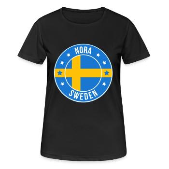 Nora Sweden Emblem Kreisflaggen-Design - Frauen T-Shirt atmungsaktiv - Schwarz - Vorne - AI Model Female 172 light (172cm)