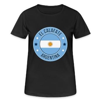 Patagonian Flag Badge: El Calafate - Women's Breathable T-Shirt - black - Front - AI Model Female 172 light (172cm)