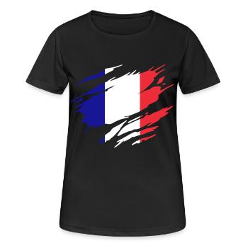 Drapeau de la France - Drapeau France  - T-shirt respirant Femme - noir - Devant - AI Model Female 172 light (172cm)