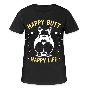Happy butt – happy life - Women's Breathable T-Shirt - black - Front - AI Model Female 172 light (172cm)