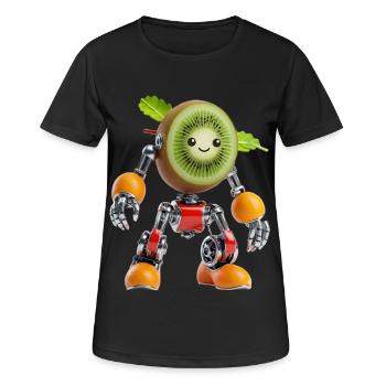 Robot Kiwi aux Membres Chromés - T-shirt respirant Femme - noir - Devant - AI Model Female 172 light (172cm)