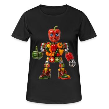 Bell Pepper Robot: Organic Synthetic Cyborg - Women's Breathable T-Shirt - black - Front - AI Model Female 172 light (172cm)