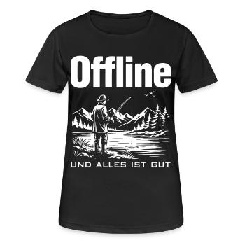 Offline am See - Frauen T-Shirt atmungsaktiv - Schwarz - Vorne - AI Model Female 172 light (172cm)