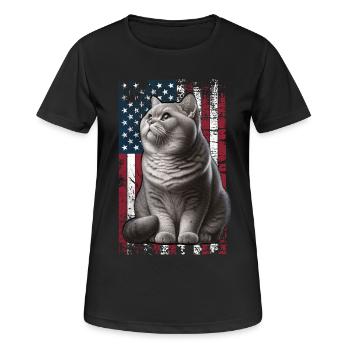 Chat britannique à poil court britannique américain - T-shirt respirant Femme - noir - Devant - AI Model Female 172 light (172cm)