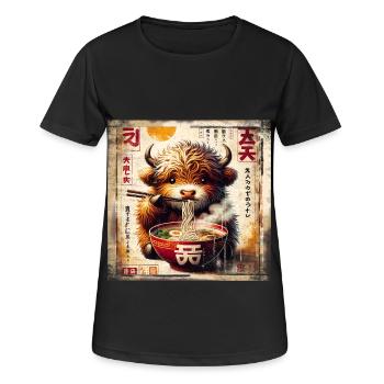 Highland Cow Ramen Vintage Poster Style - Frauen T-Shirt atmungsaktiv - Schwarz - Vorne - AI Model Female 172 light (172cm)