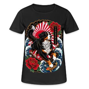 Berner Sennenhund im japanischen Tattoo Stil - Frauen T-Shirt atmungsaktiv - Schwarz - Vorne - AI Model Female 172 light (172cm)