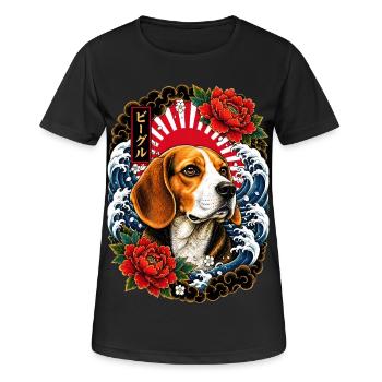 Beagle dans le style de tatouage Irezumi japonais - T-shirt respirant Femme - noir - Devant - AI Model Female 172 light (172cm)
