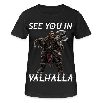 Wir sehen uns in Walhalla - Frauen T-Shirt atmungsaktiv - Schwarz - Vorne - AI Model Female 172 light (172cm)