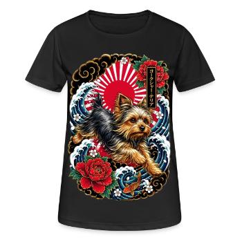 Yorkshire Terrier im Japan Tattoo Stil - Frauen T-Shirt atmungsaktiv - Schwarz - Vorne - AI Model Female 172 light (172cm)