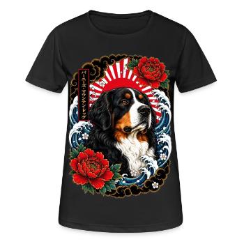 Berner Sennenhund im Japan Tattoo Stil - Frauen T-Shirt atmungsaktiv - Schwarz - Vorne - AI Model Female 172 light (172cm)