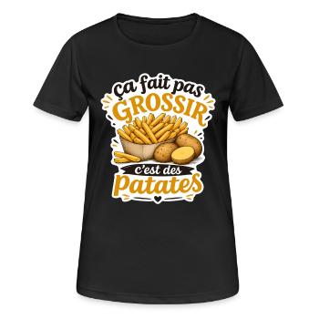 Ça fait pas grossir c'est des patates (Frites) - T-shirt respirant Femme - noir - Devant - AI Model Female 172 light (172cm)