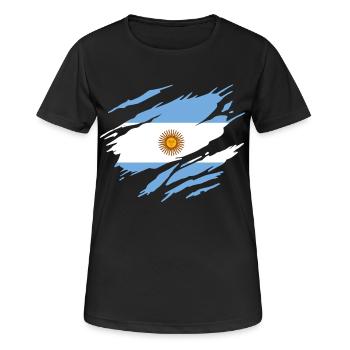 Argentine Drapeau Argentin Argentine - T-shirt respirant Femme - noir - Devant - AI Model Female 172 light (172cm)