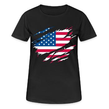 United States American Flag - Women's Breathable T-Shirt - black - Front - AI Model Female 172 light (172cm)