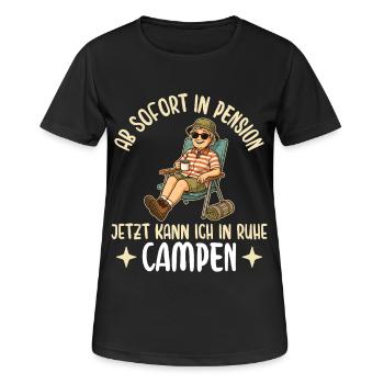 Pensionärin in Ruhe Campen Pensionierung - Frauen T-Shirt atmungsaktiv - Schwarz - Vorne - AI Model Female 172 light (172cm)