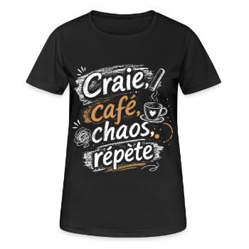 Craie Café Chaos Répète Rentrée Scolaire 2026 - 20 - T-shirt respirant Femme - noir - Devant - AI Model Female 172 light (172cm)