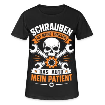 Schrauben ist meine Therapie Autoschrauber - Frauen T-Shirt atmungsaktiv - Schwarz - Vorne - AI Model Female 172 light (172cm)