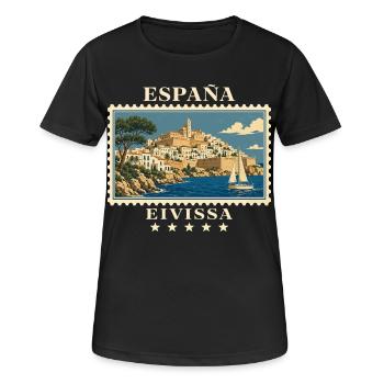 Spanien Eivissa Vintage Reisemarke - Frauen T-Shirt atmungsaktiv - Schwarz - Vorne - AI Model Female 172 light (172cm)