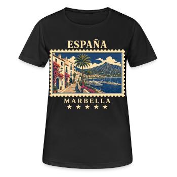 Spanien Marbella Vintage Reisemarke - Frauen T-Shirt atmungsaktiv - Schwarz - Vorne - AI Model Female 172 light (172cm)