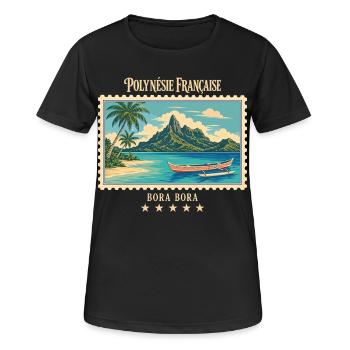 Polynesien Bora Bora Vintage Reisemarke - Frauen T-Shirt atmungsaktiv - Schwarz - Vorne - AI Model Female 172 light (172cm)