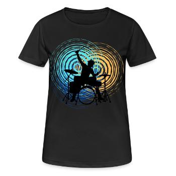 Batteur Tamboureur rétro Batterie Batterie - T-shirt respirant Femme - noir - Devant - AI Model Female 172 light (172cm)