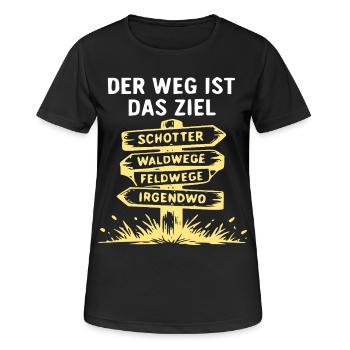 Der Weg ist das Ziel Naturpfad Wegweiser - Frauen T-Shirt atmungsaktiv - Schwarz - Vorne - AI Model Female 172 light (172cm)