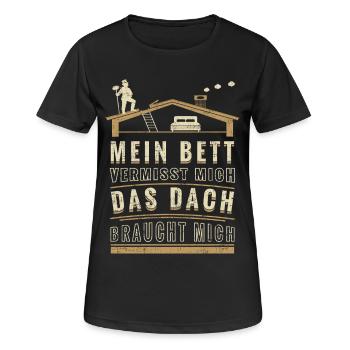 Schornsteinfeger – Mein Bett vermisst mich. Das Da - Frauen T-Shirt atmungsaktiv - Schwarz - Vorne - AI Model Female 172 light (172cm)