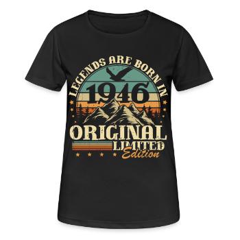 Cadeau d’anniversaire vintage 1946 Legends pour le 80e anniversaire - T-shirt respirant Femme - noir - Devant - AI Model Female 172 light (172cm)