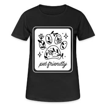 Patte fleurie acceptant les animaux de compagnie - T-shirt respirant Femme - noir - Devant - AI Model Female 172 light (172cm)