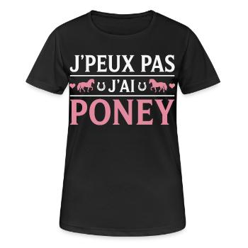 Poney Cadeau humour personnalisé - T-shirt respirant Femme - noir - Devant - AI Model Female 172 light (172cm)