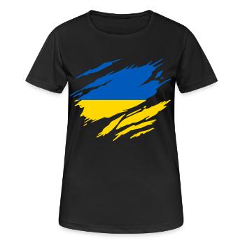 Ukrainesche ukrainische Flagge - Frauen T-Shirt atmungsaktiv - Schwarz - Vorne - AI Model Female 172 light (172cm)