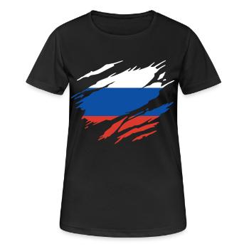 Russie Drapeau Russe - T-shirt respirant Femme - noir - Devant - AI Model Female 172 light (172cm)