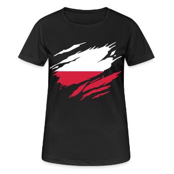 Pologne Drapeau Polonais Polonaise - T-shirt respirant Femme - noir - Devant - AI Model Female 172 light (172cm)