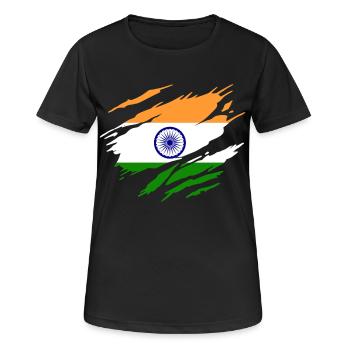 Inde Drapeau Indien Indienne - T-shirt respirant Femme - noir - Devant - AI Model Female 172 light (172cm)
