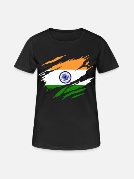 India Indian Flag Indian - Women's Breathable T-Shirt - black