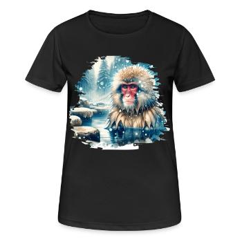 Japanese macaque motif - Women's Breathable T-Shirt - black - Front - AI Model Female 172 light (172cm)