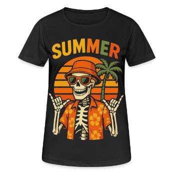 Été squelette Sun Tiki - T-shirt respirant Femme - noir - Devant - AI Model Female 172 light (172cm)